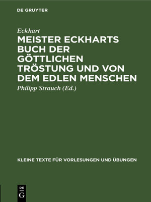 cover image of Meister Eckharts Buch der göttlichen Tröstung und von dem edlen Menschen